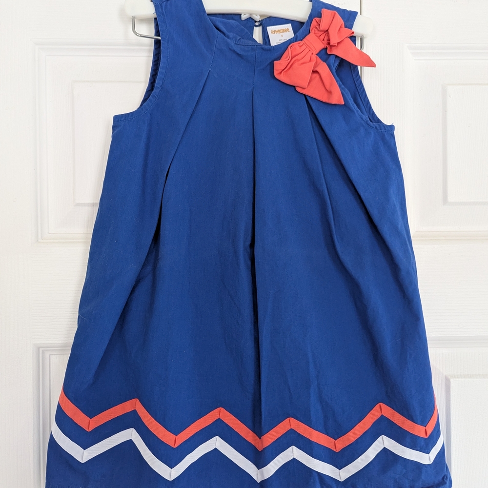 Gymboree Blue Dress with Coral Bow